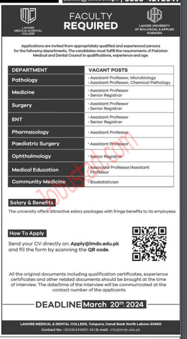 Lahore Medical and Dental College Jobs February 2024