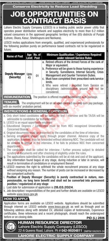 Latest LESCO Jobs March 2024