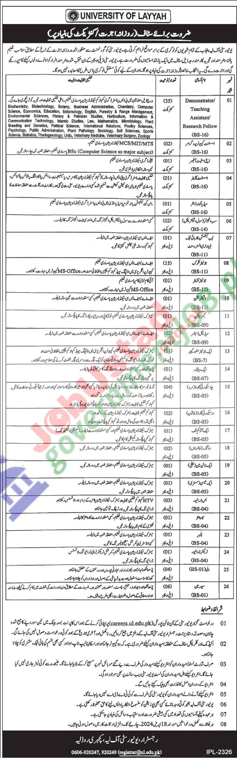 University of Layyah Jobs 2024 ad scaled 1