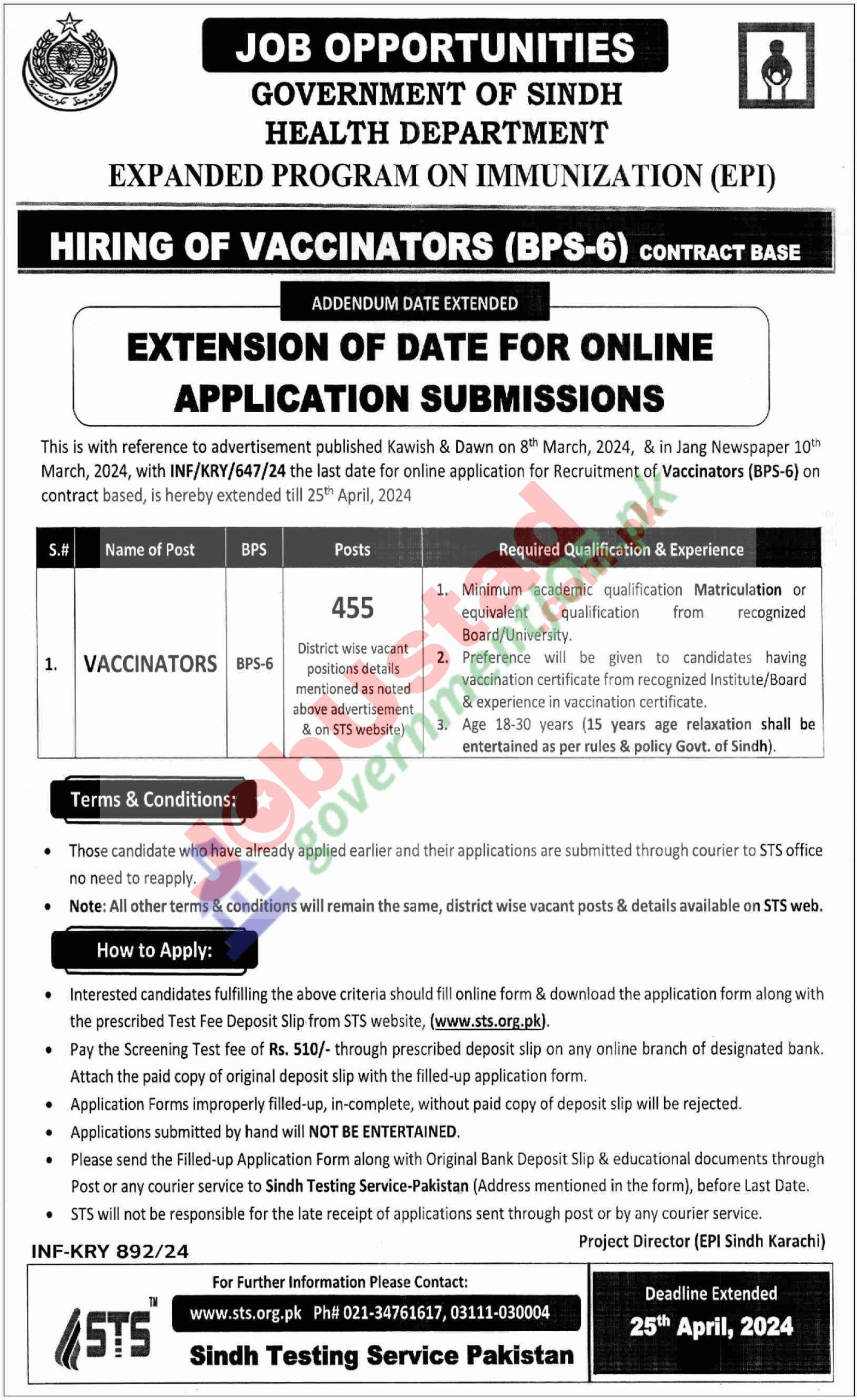 Govt of Sindh Health Department 455 Vaccinators Jobs 2024 scaled 1